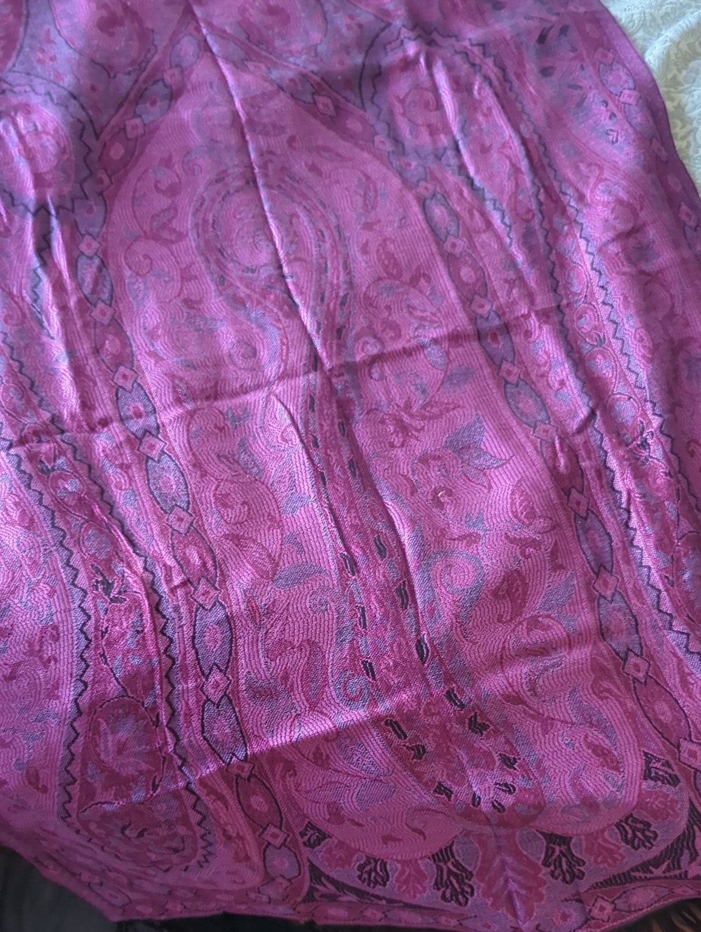 Purple Paisley Women's Pashmina-like Scarf - Picture 2 of 4